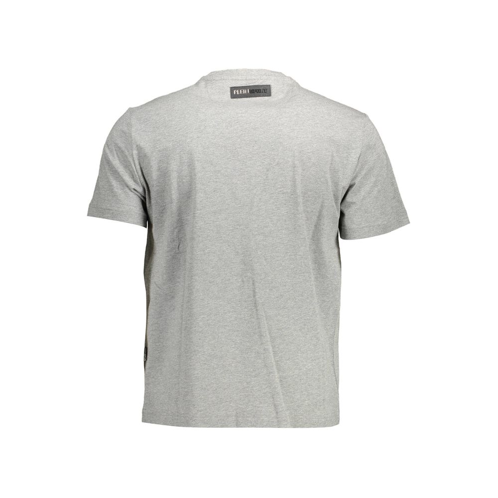 T-Shirt by Plein Sport for men in cotton gray showcases a unassuming silhouette, artfully detailed with a refined crew neckline and unassuming for a sophisticated, contemporary look.