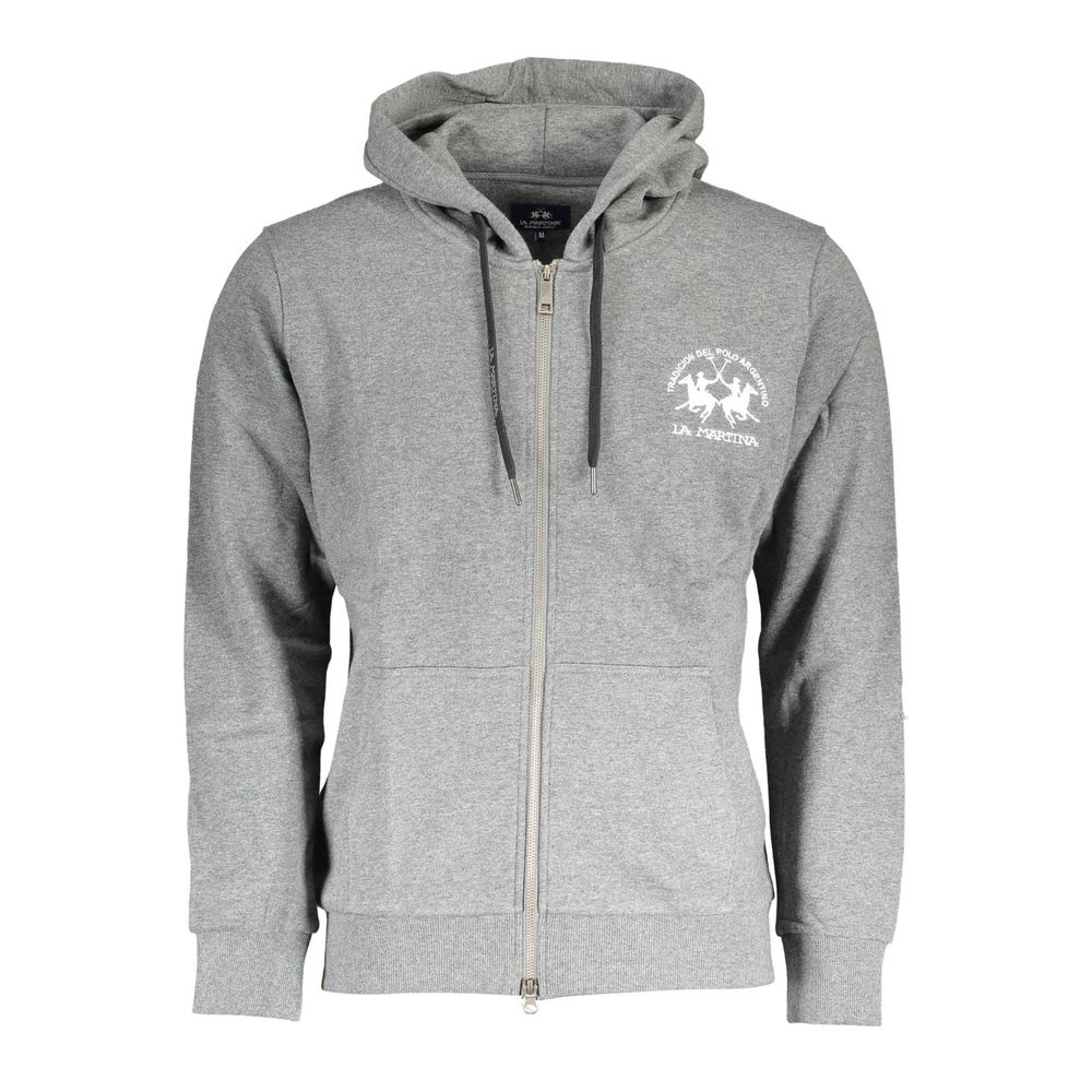 Hooded Sweatshirt Sweater by La Martina for men in cotton polyester gray features an polished silhouette, showcasing refined and a sophisticated hooded neckline for a truly polished finish.