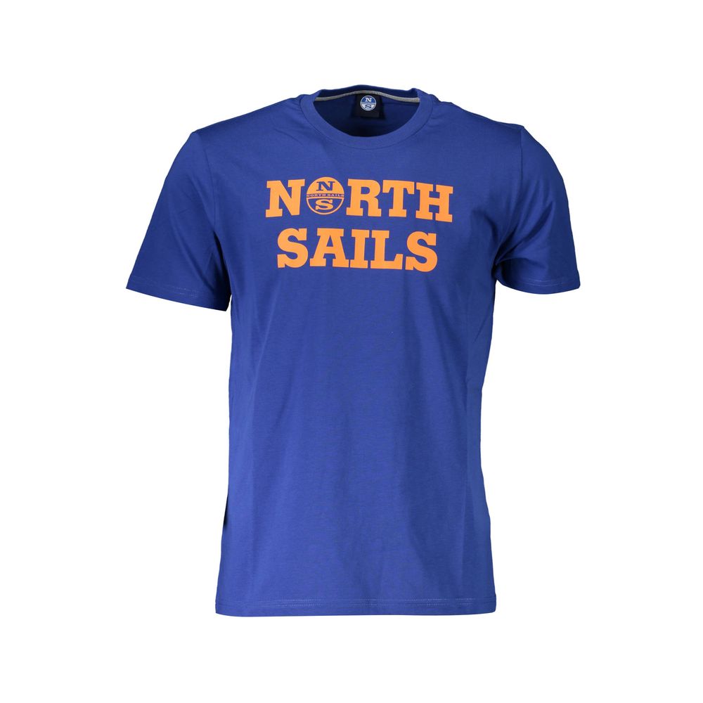 T-Shirt by North Sails for men in cotton blue showcases a unassuming silhouette, artfully detailed with a refined round neckline and unassuming short-sleeve for a sophisticated, contemporary look.