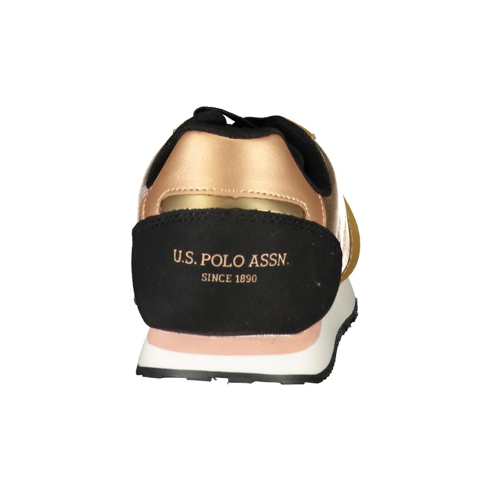 Sneakers by U.S. POLO ASSN. for women in polyester gold features an opulent silhouette from the Women's Casual Polyester Sneakers collection, showcasing a signature casual style with an opulent finish.
