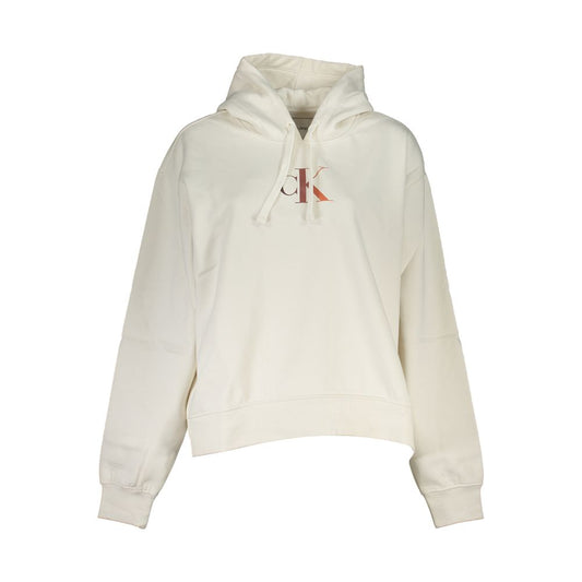 Hooded Sweatshirt Sweater by Calvin Klein for women in cotton polyester white features an polished silhouette, showcasing refined and a sophisticated hooded neckline for a truly polished finish.