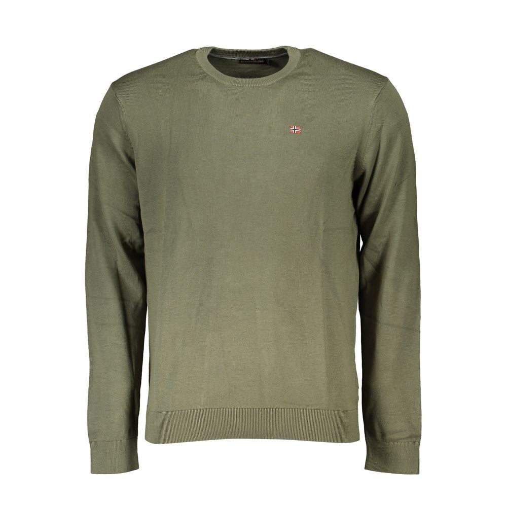 Sweater by Napapijri for men in cotton green showcases a sumptuous silhouette, artfully finished with a sumptuous and for a sophisticated, sumptuous look.