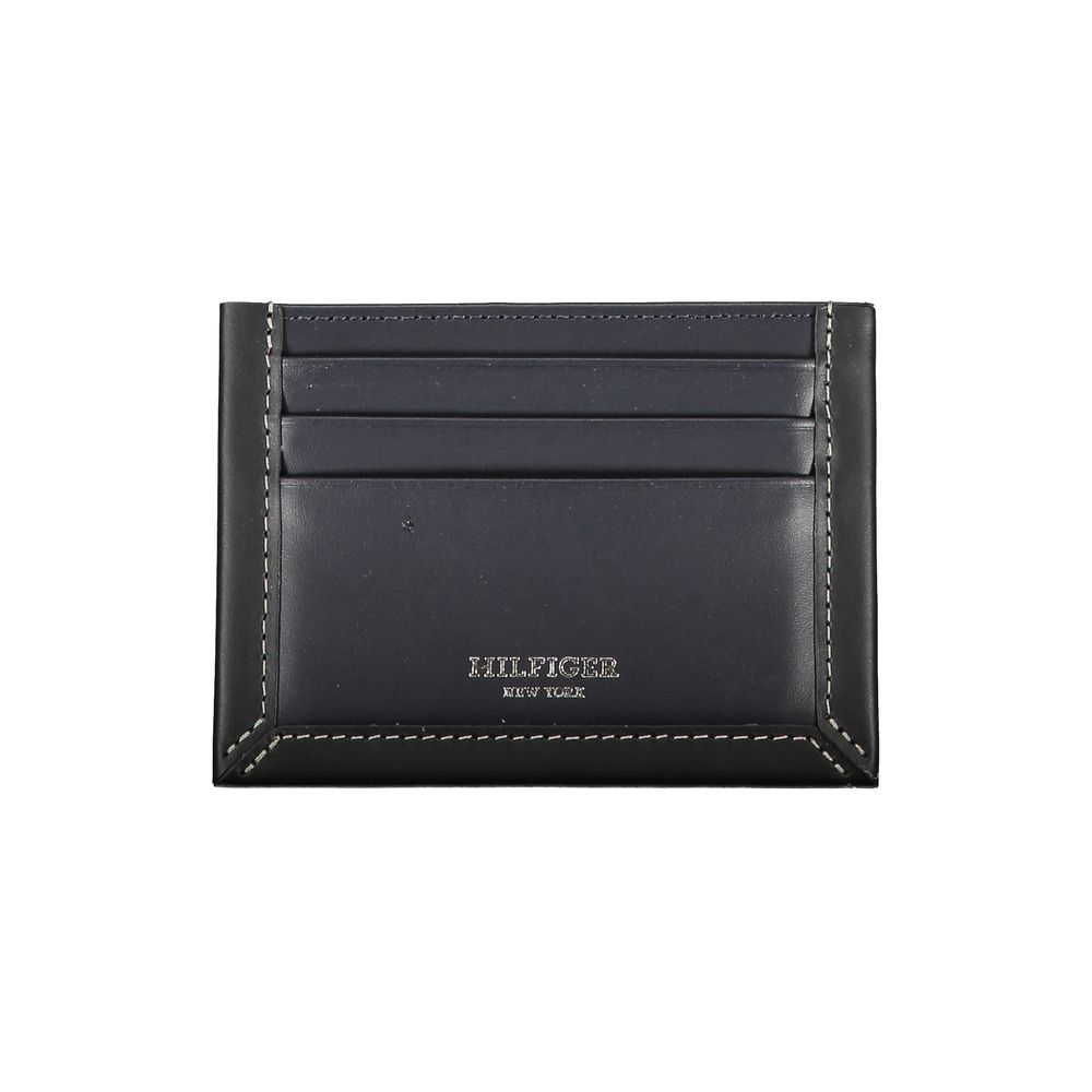 Cardholder Wallet by Tommy Hilfiger for men in leather blue features a streamlined silhouette, showcasing the streamlined Leather Cardholder Wallet design with sophisticated card-organization compact-design for a premium look.