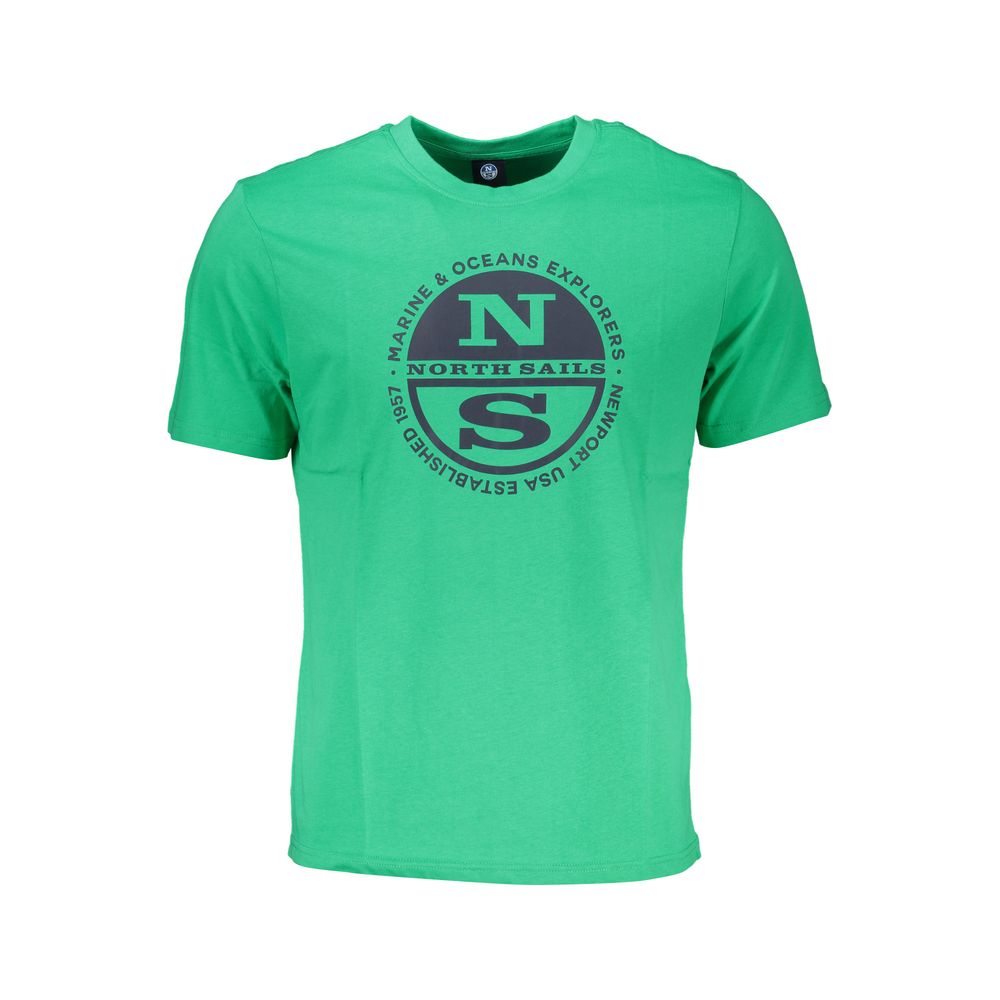 T-Shirt by North Sails for men in cotton green, signature & print showcases a dramatic silhouette, elegantly detailed with a dramatic crew neckline and for a truly dramatic finish.