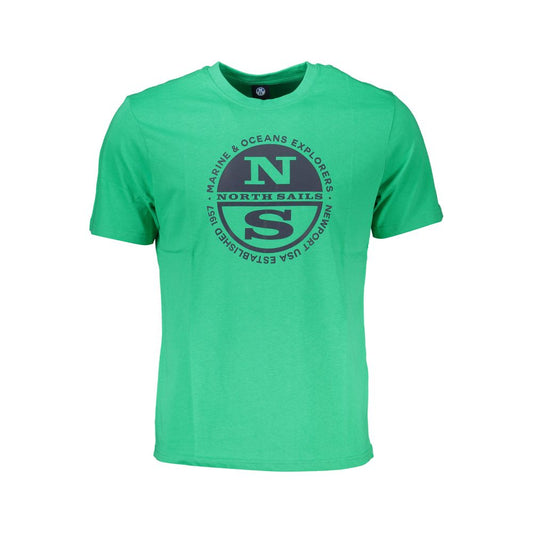 T-Shirt by North Sails for men in cotton green, signature & print showcases a dramatic silhouette, elegantly detailed with a dramatic crew neckline and for a truly dramatic finish.