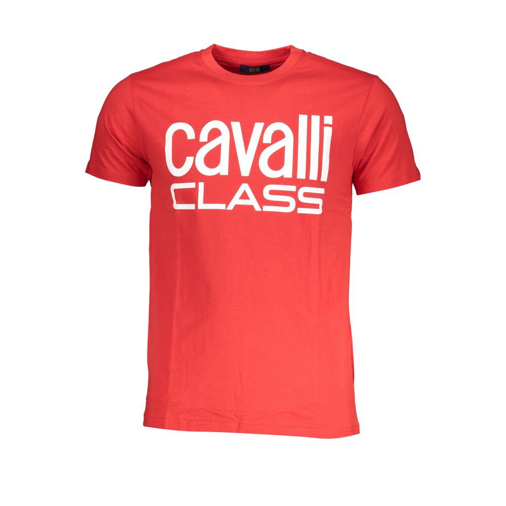 T-Shirt by Cavalli Class for men in cotton red & print features an edgy silhouette, meticulously detailed with a sophisticated and crew neckline for a truly edgy finish.