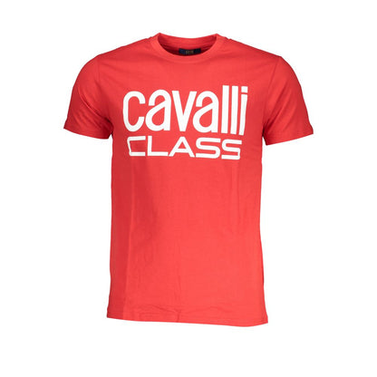 T-Shirt by Cavalli Class for men in cotton red & print features an edgy silhouette, meticulously detailed with a sophisticated and crew neckline for a truly edgy finish.