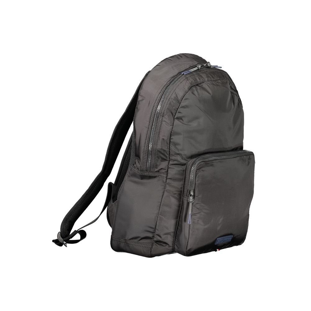 Backpack by Tommy Hilfiger for men in nylon black & signature features a architectural Nylon Backpack design with a secure zipper, ample external-pockets, internal-pockets & laptop-compartment, and versatile handle, backpack-strap & adjustable-strap for a architectural finish.