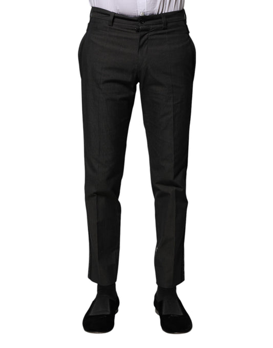 Pants by Dolce & Gabbana for men in cotton gray & patterned features an understated silhouette, showcasing a sophisticated and long with a refined for an understated, polished aesthetic.