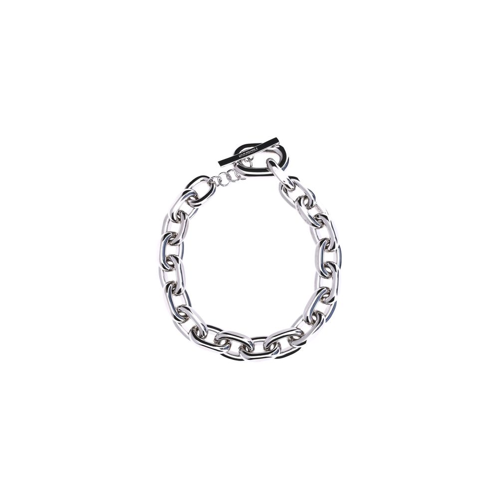 Necklace by Rabanne for women in bos taurus calf suede leather silver features an resplendent silhouette, showcasing a sophisticated chain statement necklace design from the Women's Silver Necklace collection for a resplendent finish.