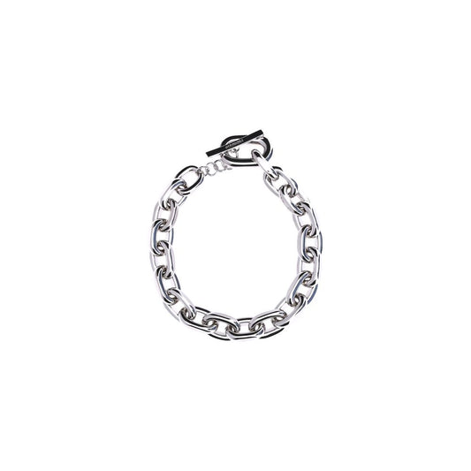 Necklace by Rabanne for women in bos taurus calf suede leather silver features an resplendent silhouette, showcasing a sophisticated chain statement necklace design from the Women's Silver Necklace collection for a resplendent finish.
