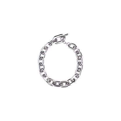 Necklace by Rabanne for women in bos taurus calf suede leather silver showcases a luminous chain statement necklace design that defines the elegant Women's Silver Necklace.