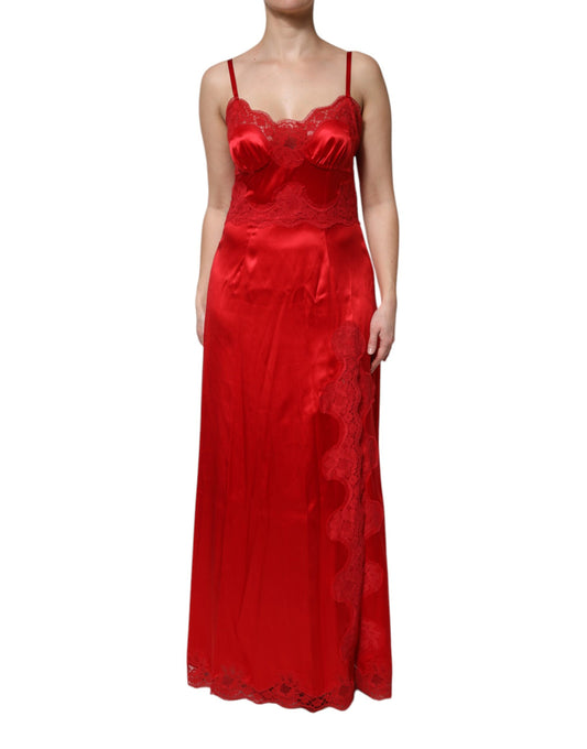 Dolce & Gabbana Red Silk Sleeveless Maxi Long Dress