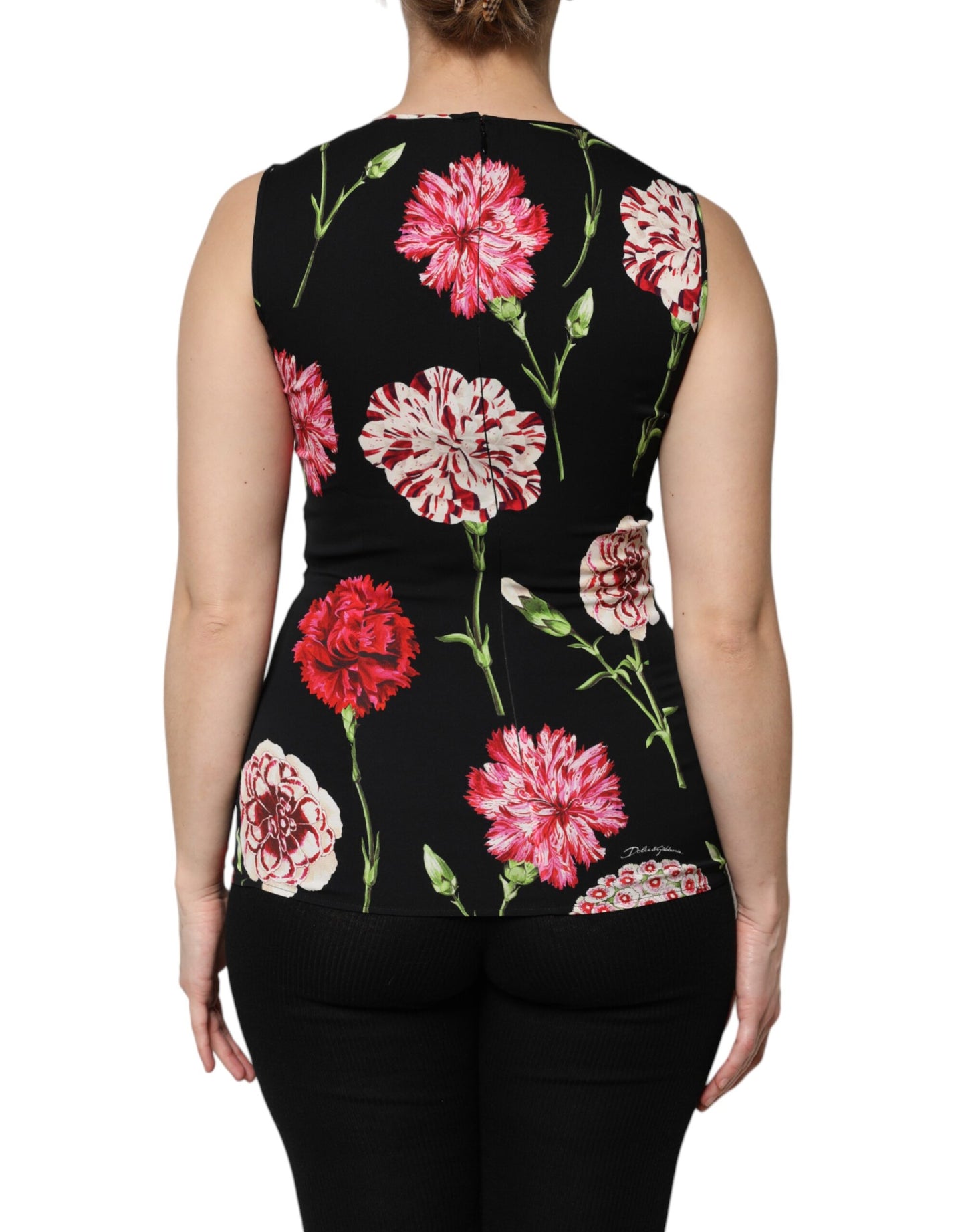 Dolce & Gabbana Black Floral Print Sleeveless Tank Top