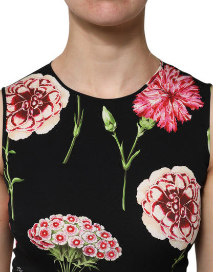 Dolce & Gabbana Black Floral Print Sleeveless Tank Top