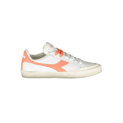 Sneakers by Diadora for women in cotton & leather white features an sumptuous silhouette, showcasing the premium Women's Casual Cotton & Leather Sneakers in a sumptuous casual style that offers a sumptuous finish for refined style.