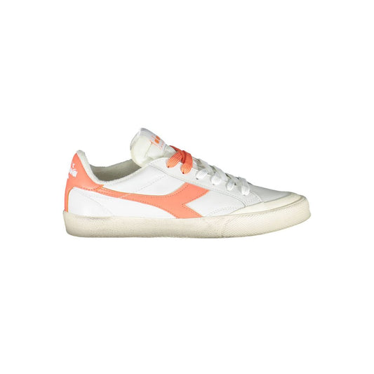Sneakers by Diadora for women in cotton & leather white features an sumptuous silhouette, showcasing the premium Women's Casual Cotton & Leather Sneakers in a sumptuous casual style that offers a sumptuous finish for refined style.