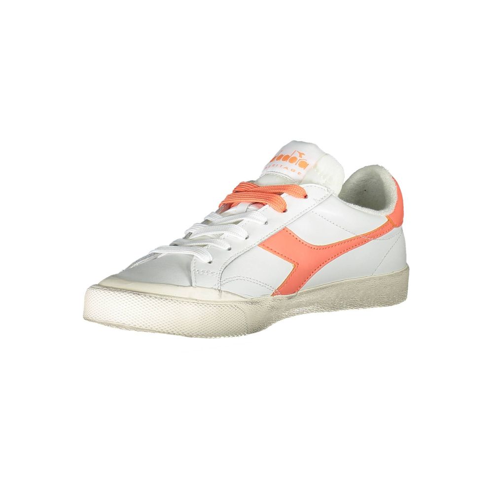 Sneakers by Diadora for women in cotton & leather white presents a sumptuous silhouette, artfully capturing the essence of the Women's Casual Cotton & Leather Sneakers with its sumptuous casual style design.