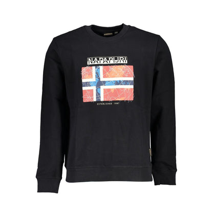 Sweater by Napapijri for men in cotton polyester black showcases an masterful silhouette, artfully detailed with a masterful crew neckline and long-sleeve for a sophisticated, premium finish.