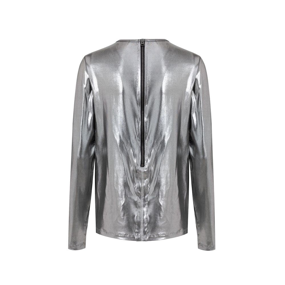 T-Shirt by Tom Ford for women in viscose gray & silver features an edgy silhouette, meticulously detailed with a sophisticated and round neckline for a truly edgy finish.