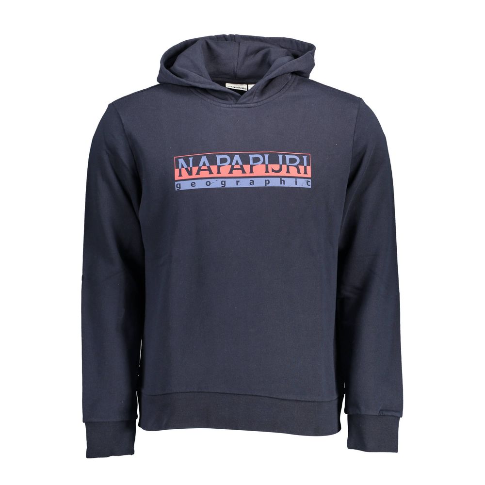 Hooded Sweatshirt Sweater by Napapijri for men in cotton blue showcases a discreet silhouette, finished with a discreet hooded neckline and for a discreet look.