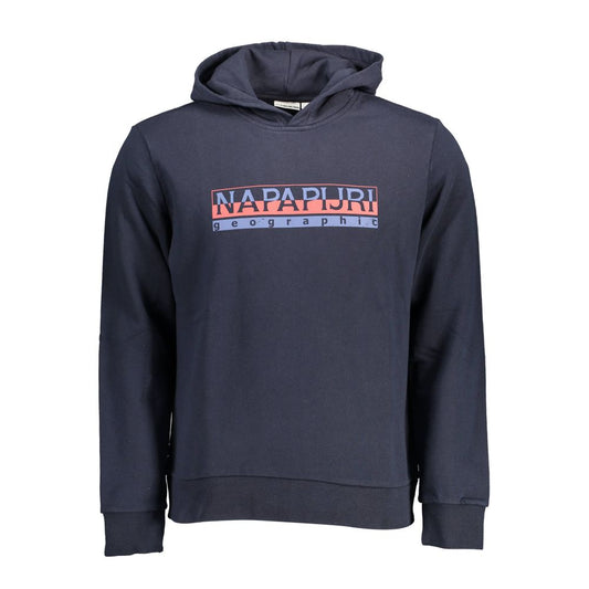 Hooded Sweatshirt Sweater by Napapijri for men in cotton blue showcases a discreet silhouette, finished with a discreet hooded neckline and for a discreet look.