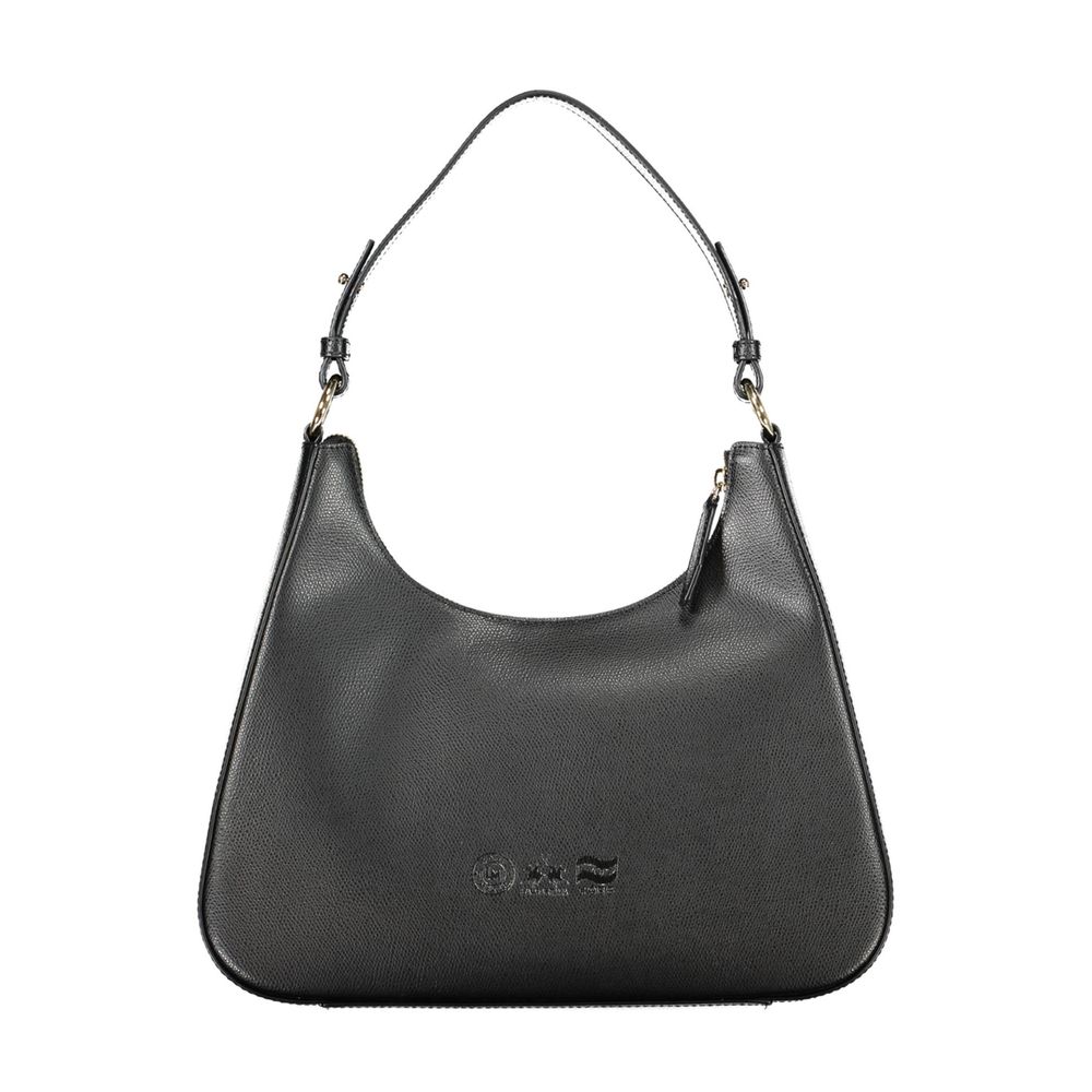 Handbag by La Martina for women in leather black features an refined silhouette, showcasing a secure snap & zipper, ample external-pockets & internal-pockets, and versatile shoulder-strap for a sophisticated refined aesthetic.