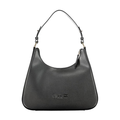 Handbag by La Martina for women in leather black features an refined silhouette, showcasing a secure snap & zipper, ample external-pockets & internal-pockets, and versatile shoulder-strap for a sophisticated refined aesthetic.