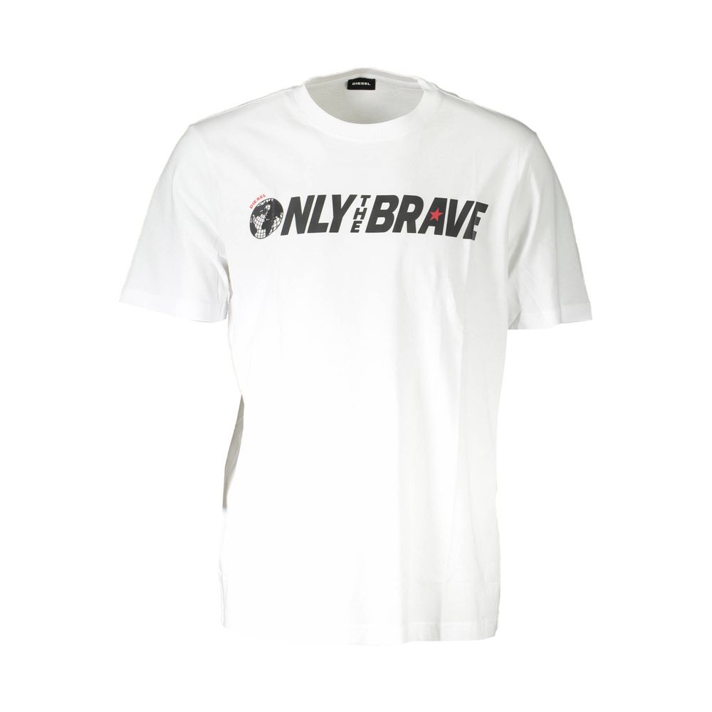 T-Shirt by Diesel for men in cotton white features an edgy silhouette, meticulously detailed with a sophisticated and crew neckline for a truly edgy finish.