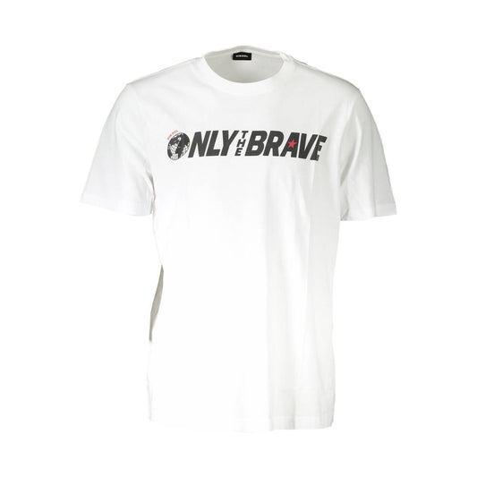 T-Shirt by Diesel for men in cotton white features an edgy silhouette, meticulously detailed with a sophisticated and crew neckline for a truly edgy finish.