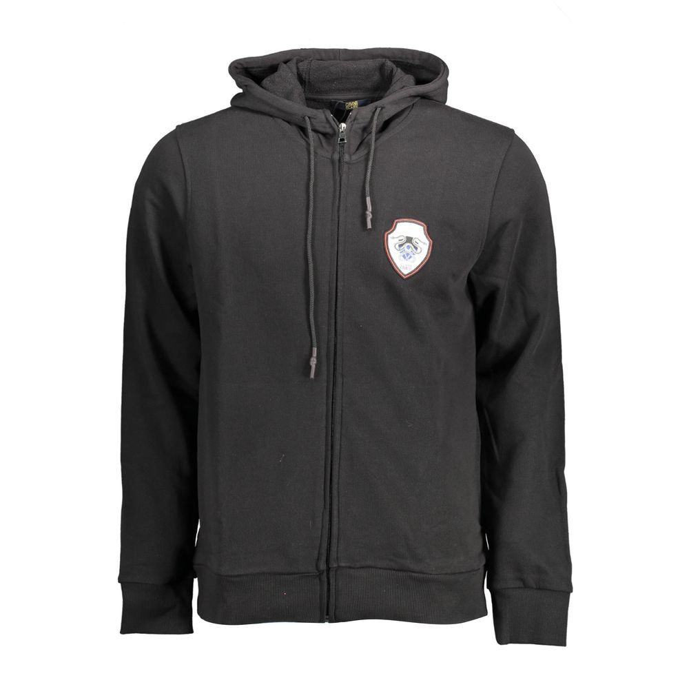Hooded Sweatshirt Hoodie by Cavalli Class for men in cotton black features an luminous silhouette, showcasing a sophisticated hooded neckline and long-sleeve for a truly luminous look.