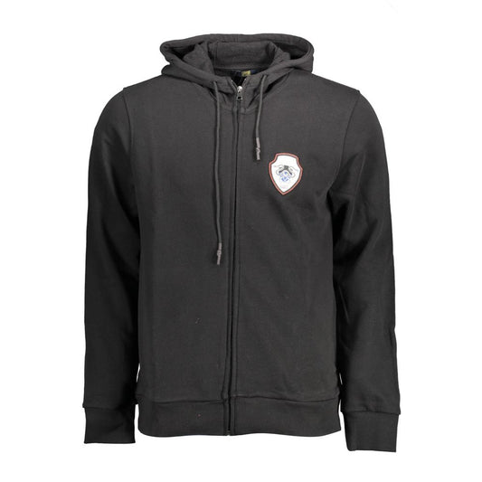Hooded Sweatshirt Hoodie by Cavalli Class for men in cotton black features an luminous silhouette, showcasing a sophisticated hooded neckline and long-sleeve for a truly luminous look.