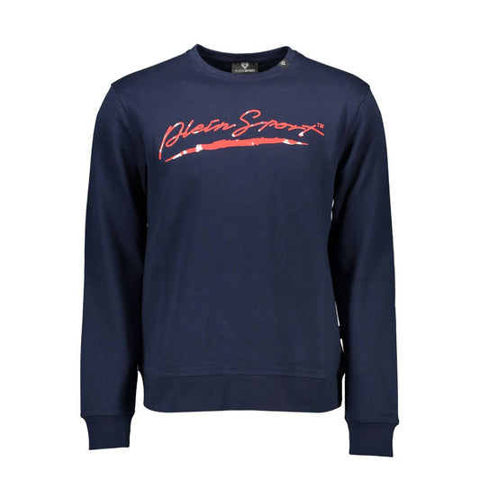 Sweatshirt by Plein Sport for men in cotton polyester blue & signature showcases a slouchy chic silhouette, artfully detailed with a slouchy chic crew neckline and for a slouchy chic finish.