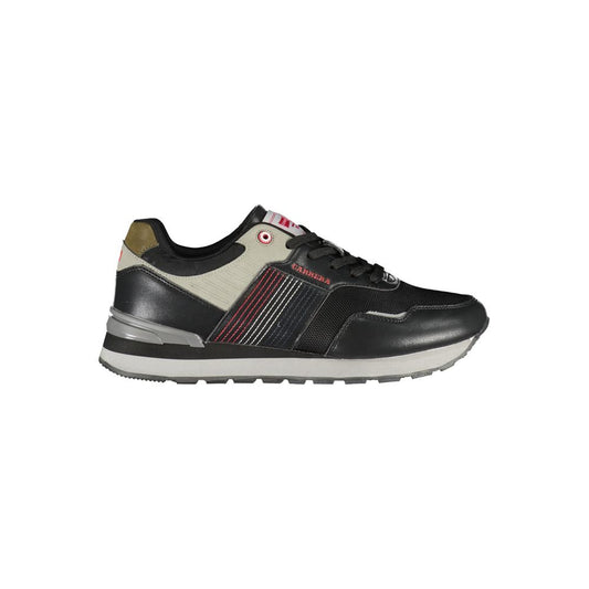 Athletic Sneakers by Carrera for men in polyester & polyurethane black features an architectural silhouette, showcasing the premium athletic style of the Men's Athletic Polyester & Polyurethane Sneakers with an architectural finish.