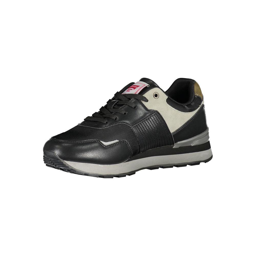 Athletic Sneakers by Carrera for men in polyester & polyurethane black showcases a architectural silhouette, artfully capturing the essence of the Men's Athletic Polyester & Polyurethane Sneakers with its signature architectural athletic style construction.