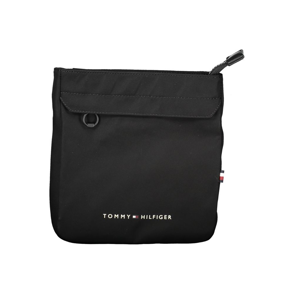 Shoulder Bag by Tommy Hilfiger for men in polyester black showcases a statuesque silhouette, artfully detailed with a secure zipper, organized external-pockets & internal-pockets, and versatile shoulder-strap & adjustable-strap for a statuesque look.