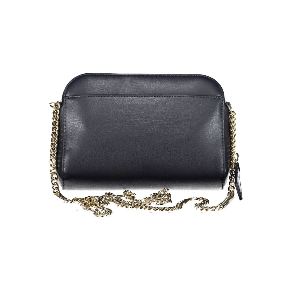 Shoulder Convertible Handbag by Tommy Hilfiger for women in polyethylene faux leather blue features an exquisite silhouette, showcasing a secure zipper, ample external-pockets & internal-pockets, and exquisite shoulder-strap for a sophisticated finish.