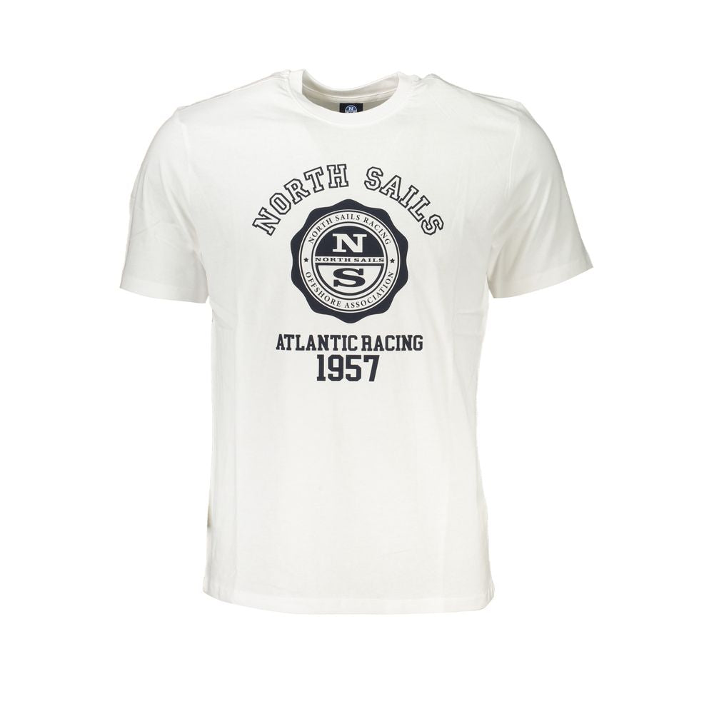 T-Shirt by North Sails for men in cotton white & print features a plush silhouette, showcasing a sophisticated crew neckline and for a truly plush finish.