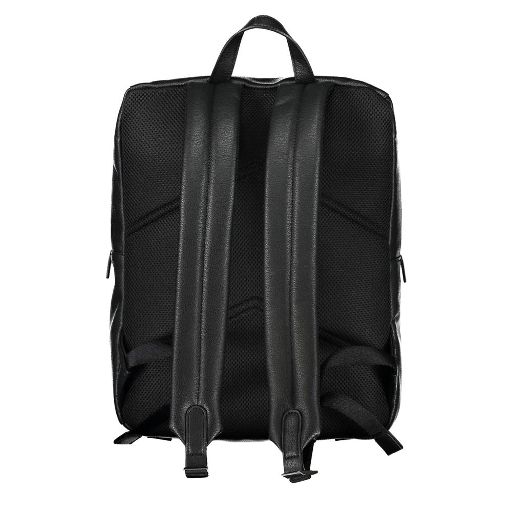 Backpack by Calvin Klein for men in polyester & polyethylene black features a architectural Polyester & Polyethylene Backpack design with a secure snap & zipper, ample external-pockets & internal-pockets, and versatile backpack-strap & adjustable-strap for a architectural finish.