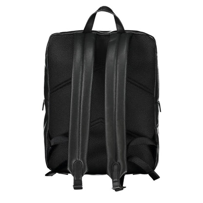 Backpack by Calvin Klein for men in polyester & polyethylene black features a architectural Polyester & Polyethylene Backpack design with a secure snap & zipper, ample external-pockets & internal-pockets, and versatile backpack-strap & adjustable-strap for a architectural finish.