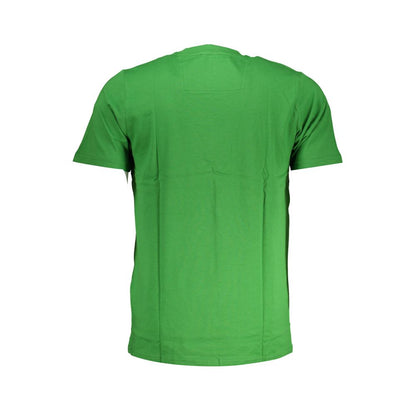 T-Shirt by Cavalli Class for men in cotton green & print showcases a dramatic silhouette, elegantly detailed with a dramatic and for a truly dramatic finish.