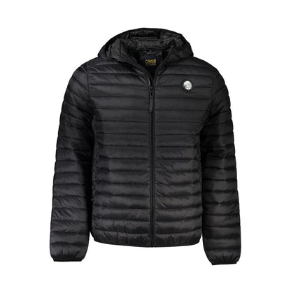 Windbreaker Jacket by Cavalli Class for men in polyamide black & signature showcases a urban chic silhouette, detailed with a urban chic and functional pockets & windproof for a polished finish.
