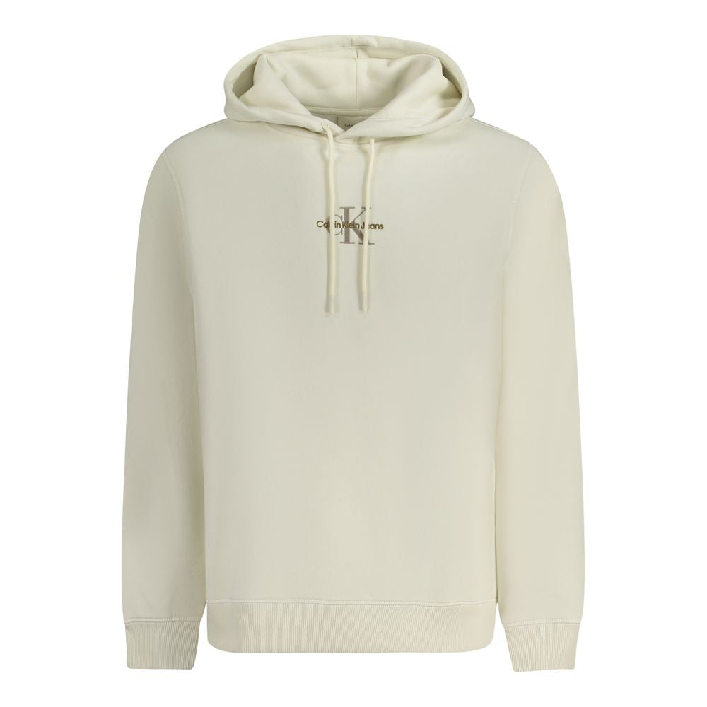 Hooded Sweatshirt Hoodie by Calvin Klein for men in cotton polyester white features an dramatic silhouette, showcasing a sophisticated hooded neckline and dramatic for a refined, modern aesthetic.
