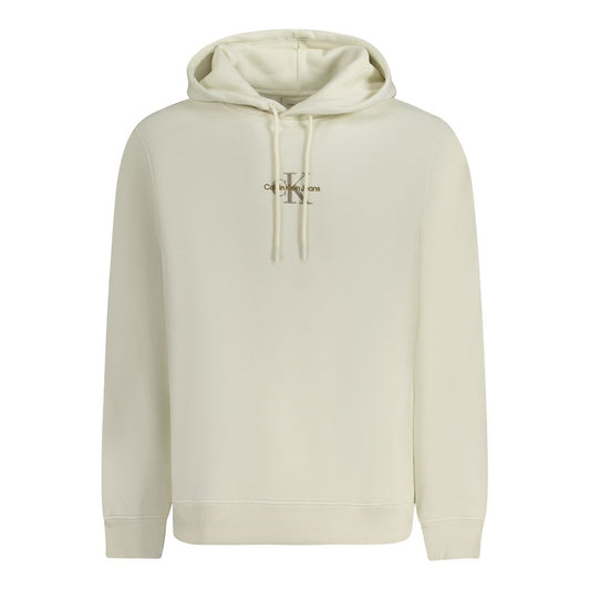 Hooded Sweatshirt Hoodie by Calvin Klein for men in cotton polyester white features an dramatic silhouette, showcasing a sophisticated hooded neckline and dramatic for a refined, modern aesthetic.