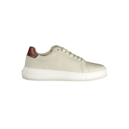 Sneakers by Calvin Klein for men in polyester polyurethane leather brown & gray features an sumptuous silhouette, showcasing the premium Men's Low-Top Polyester Polyurethane Leather Sneakers in a sumptuous low-top style that offers a sumptuous finish for refined style.
