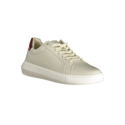 Sneakers by Calvin Klein for men in polyester polyurethane leather brown & gray presents a sumptuous silhouette from the Men's Low-Top Polyester Polyurethane Leather Sneakers collection, showcasing a sumptuous low-top style for an elevated aesthetic.