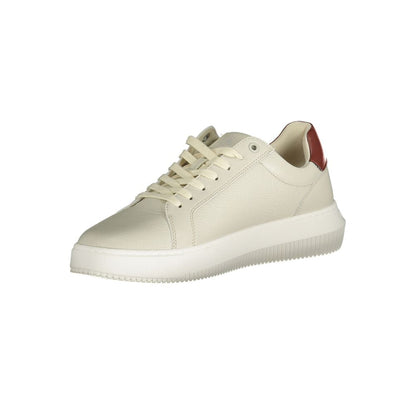 Sneakers by Calvin Klein for men in polyester polyurethane leather brown & gray presents a sumptuous silhouette as Men's Low-Top Polyester Polyurethane Leather Sneakers, expertly defined by a sumptuous low-top style for a sumptuous, high-fashion look.