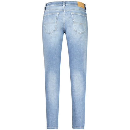 Jeans by Tommy Hilfiger for men in stretch denim cotton light-blue features a polished silhouette with a polished tapered-leg & slim, reaching a polished long and finished with a polished .
