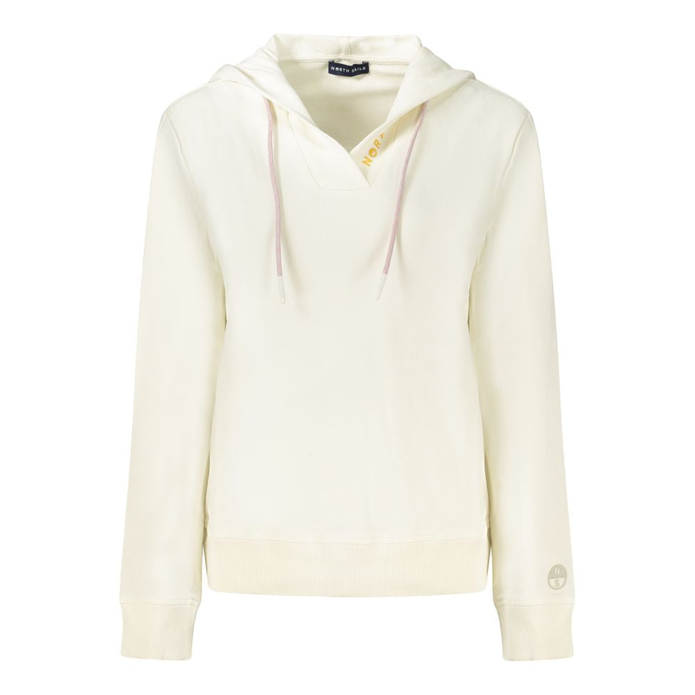 Hooded Sweatshirt Hoodie by North Sails for women in cotton white features an dramatic silhouette, showcasing a sophisticated hooded neckline and dramatic long-sleeve for a refined, modern aesthetic.