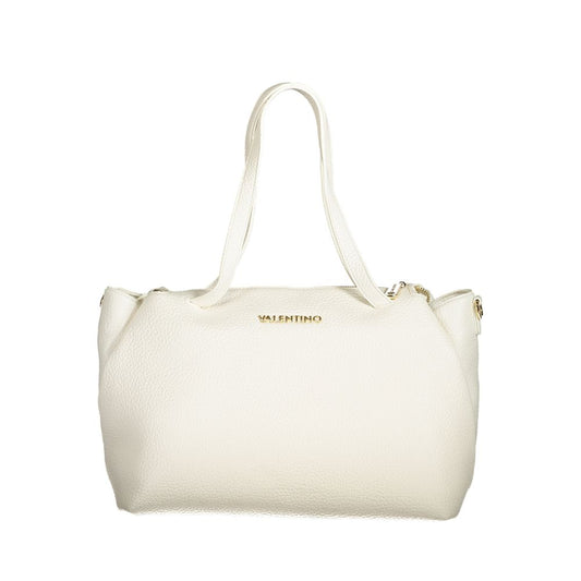 This Handbag by Mario Valentino for women in polyethylene and white & signature presents a sculptural silhouette featuring a secure zipper, ample internal-pockets, and versatile adjustable-strap, detachable-strap & handle for a sculptural finish.